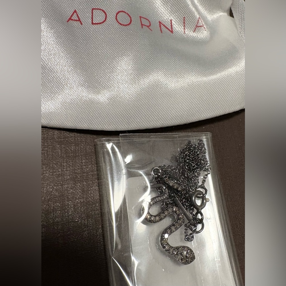❌SOLD❌NWT ADORNIA FINE Coil Snake Silver Diamond Pendant Necklace - 0.20 ctw - Picture 3 of 6
